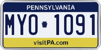 PA license plate MYO1091