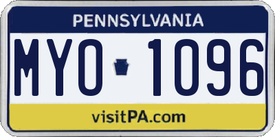 PA license plate MYO1096