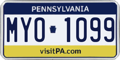 PA license plate MYO1099