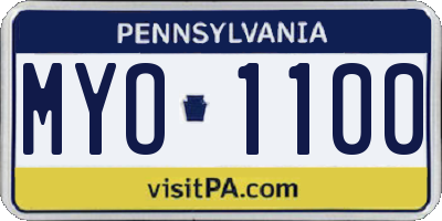PA license plate MYO1100