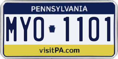 PA license plate MYO1101