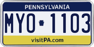 PA license plate MYO1103