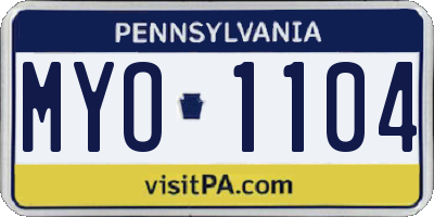 PA license plate MYO1104