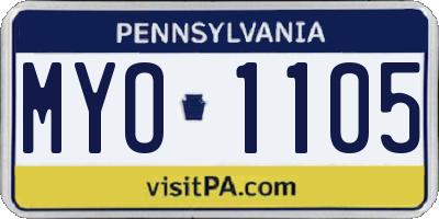 PA license plate MYO1105