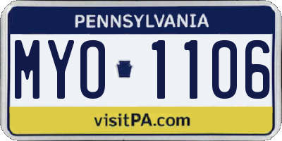 PA license plate MYO1106
