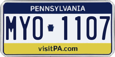 PA license plate MYO1107