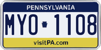 PA license plate MYO1108