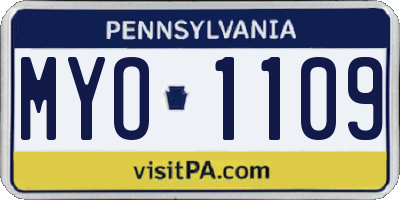 PA license plate MYO1109
