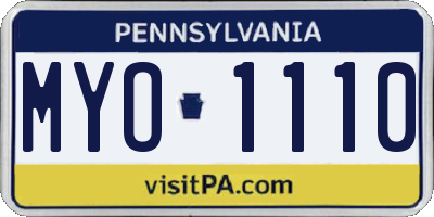 PA license plate MYO1110