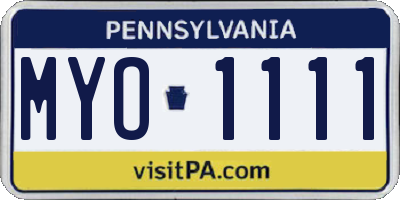 PA license plate MYO1111