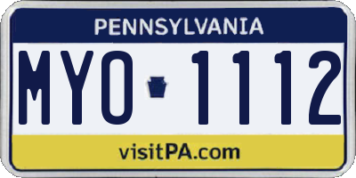 PA license plate MYO1112