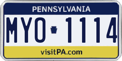 PA license plate MYO1114