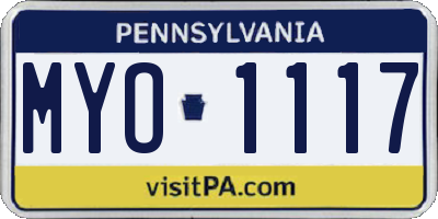 PA license plate MYO1117