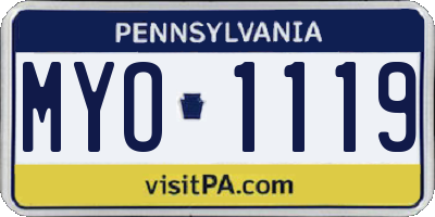PA license plate MYO1119