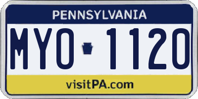 PA license plate MYO1120