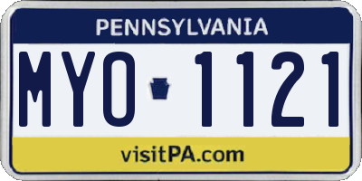 PA license plate MYO1121