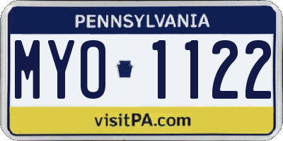 PA license plate MYO1122