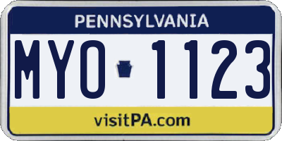PA license plate MYO1123