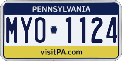 PA license plate MYO1124