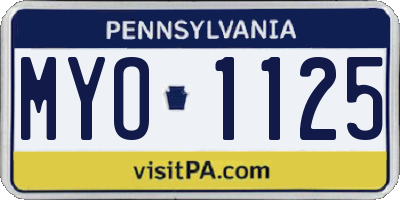 PA license plate MYO1125
