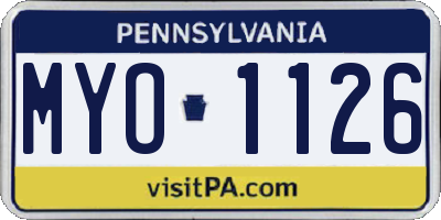PA license plate MYO1126