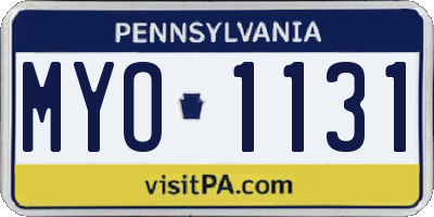PA license plate MYO1131