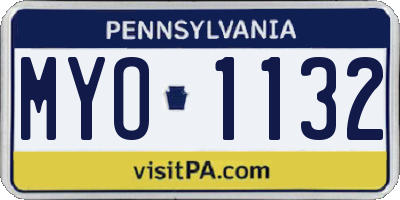 PA license plate MYO1132