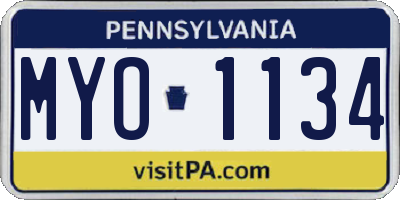 PA license plate MYO1134