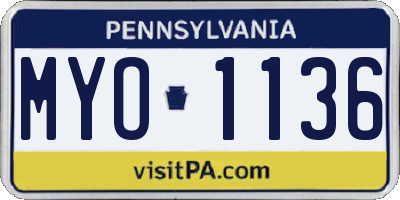 PA license plate MYO1136