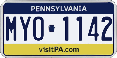 PA license plate MYO1142
