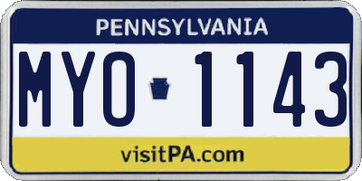 PA license plate MYO1143