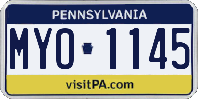 PA license plate MYO1145