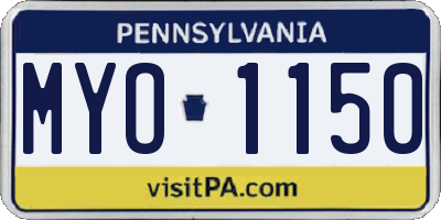PA license plate MYO1150