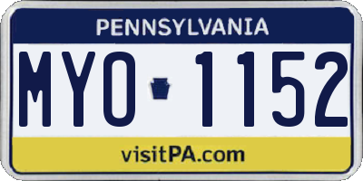 PA license plate MYO1152