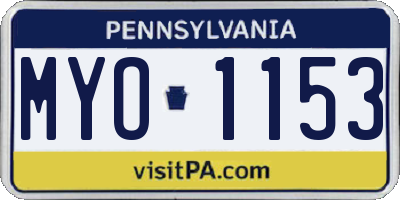 PA license plate MYO1153
