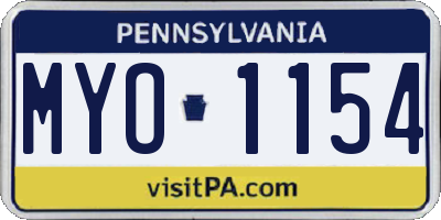 PA license plate MYO1154