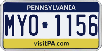 PA license plate MYO1156