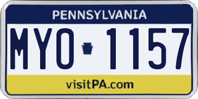 PA license plate MYO1157