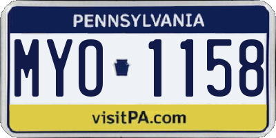 PA license plate MYO1158