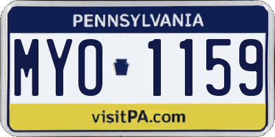 PA license plate MYO1159