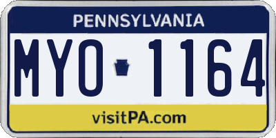 PA license plate MYO1164