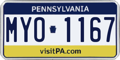 PA license plate MYO1167