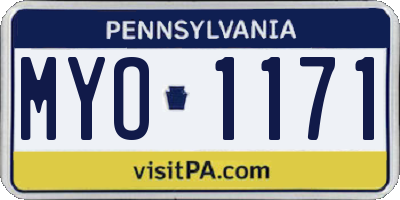 PA license plate MYO1171