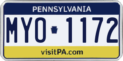 PA license plate MYO1172
