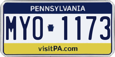 PA license plate MYO1173