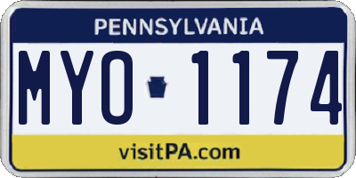 PA license plate MYO1174