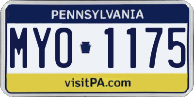PA license plate MYO1175