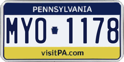 PA license plate MYO1178