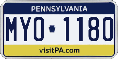 PA license plate MYO1180