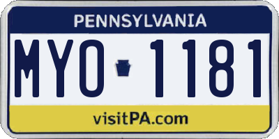PA license plate MYO1181
